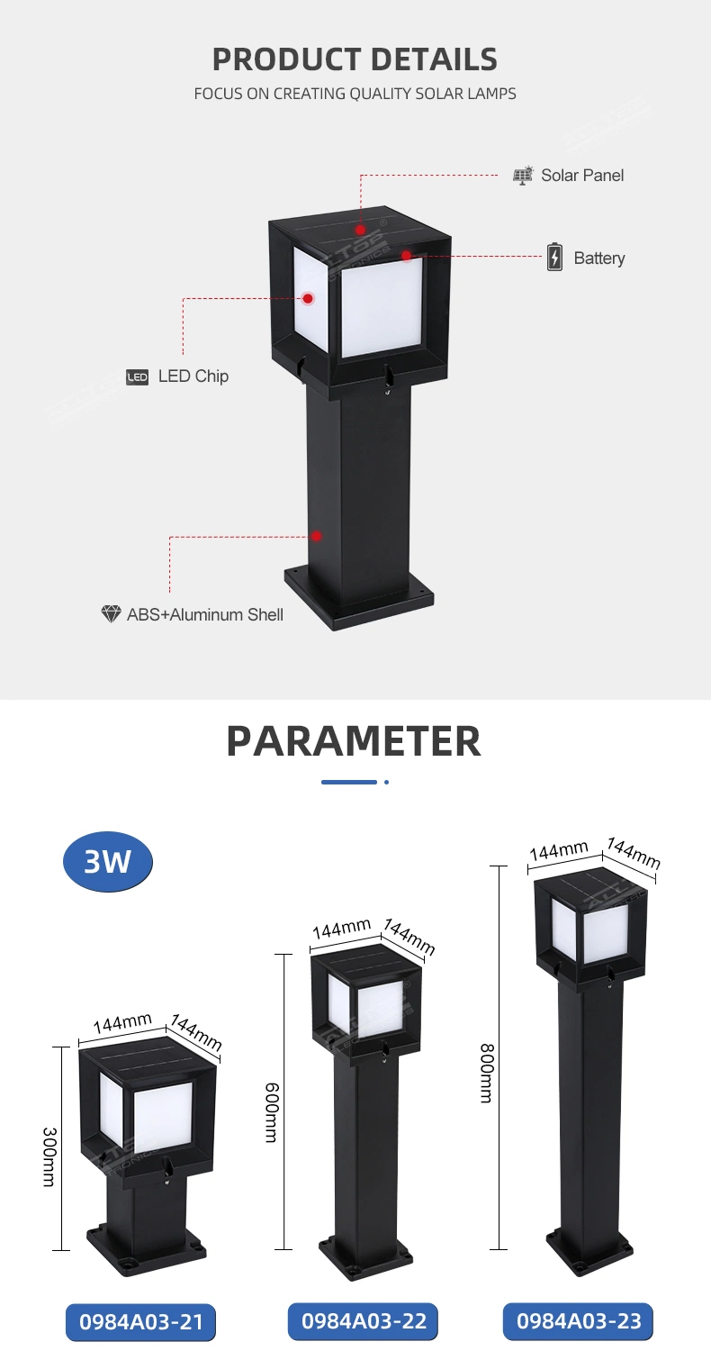 Alltop Energy Saving Solar Gate Lamp 3W 5W Outdoor LED Solar Light Garden Light