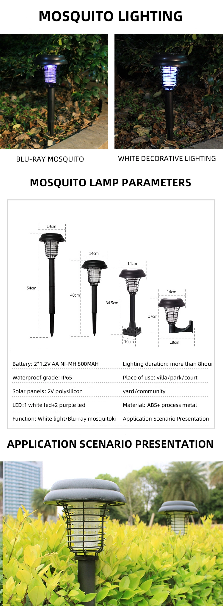 Solar Bug Zapper Outdoor Walkway Mosquito Fly Killer Solar LED Pathway Lights Ground Landscape Lighting Cordless Waterproof