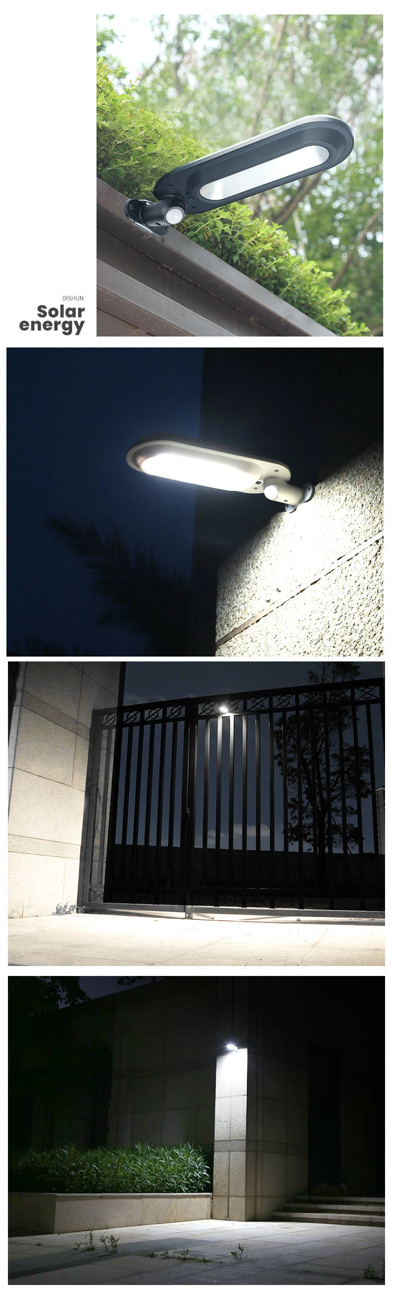 out Door IP65 Waterproof Solar Post Fence Lamp Outdoor Main Gate Solar Pillar Light 3W Solar Powered Garden Lights
