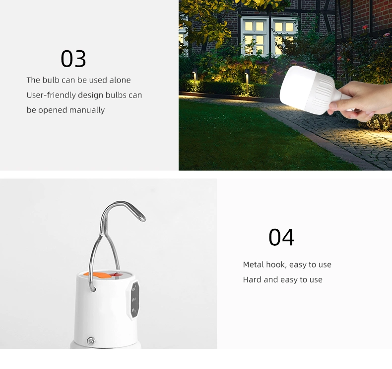 Portable Solar Powered LED Rechargeable Bulb Light with Solar Panel