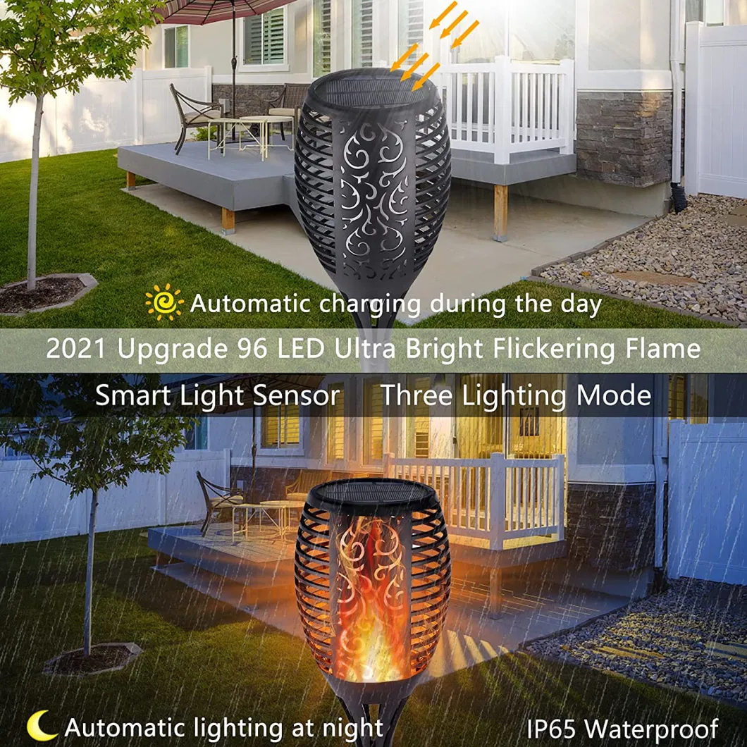 Landscape Garden Pathway Solar Torch Light with Dancing Flickering Flames