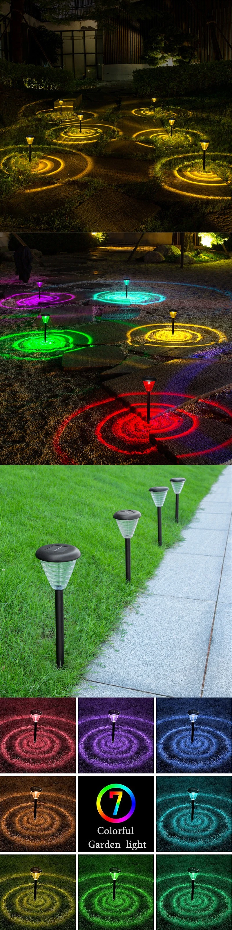 Quality Outdoor Lighting RGB 1.5W Colorful Ground Plug Light Park Pathy Yard Lawn Lamp LED Decoration Waterproof Lanscape Solar Garden Lights