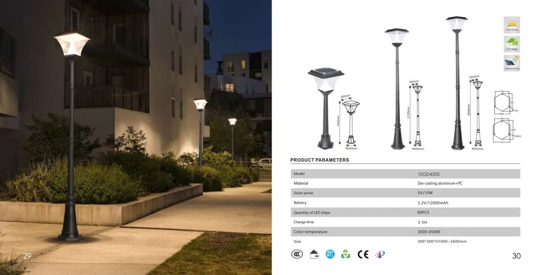 Outdoor Post Lamp ABS Positive Lawn Spike Waterproof Integrated Solar Garden Light