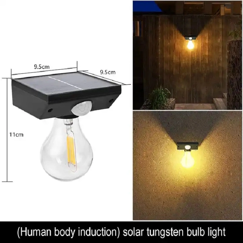 Tungsten Bulb Solar Light Human Body Induction Wall Lamp Pathway Outdoors Lighting