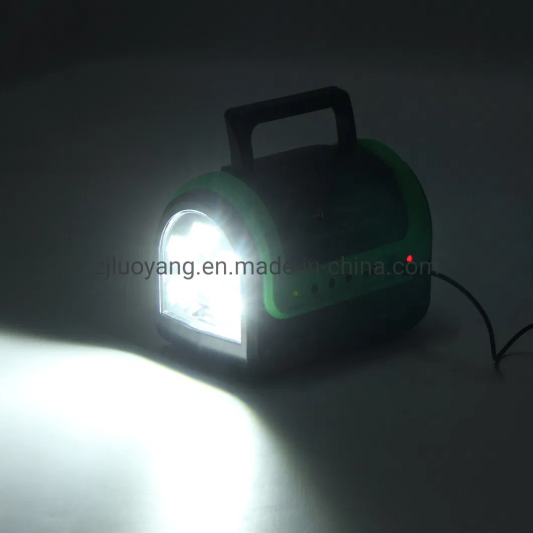 Portable 5W Solar Lighting System with Radio&Torch&Mobile-Charing Cable Solar Torch Light