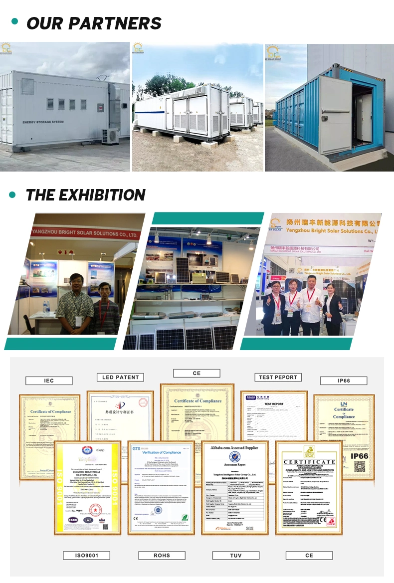 Industrial Container Solar Renewable on/off Grid Supply Energy Storage System Panel Photovoltaic Power Home Inverter Monocrystal System with CE Lighting