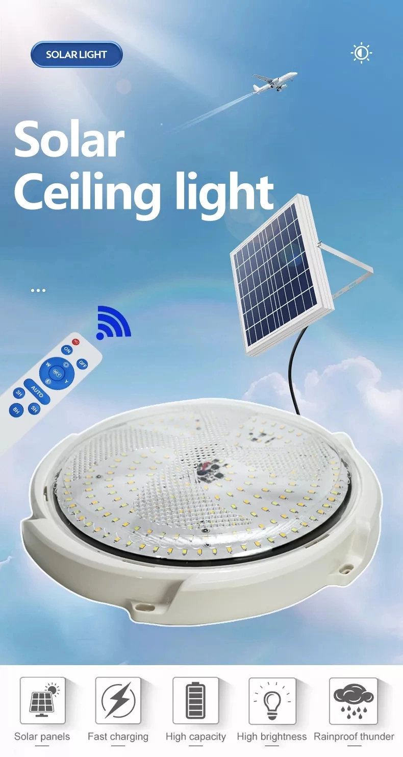 Solar LED Ceiling Lamp Shed Light Indoor Solar Light Home House for Indoor Outdoor Home 50W 100W 200W Highlight Remote Control