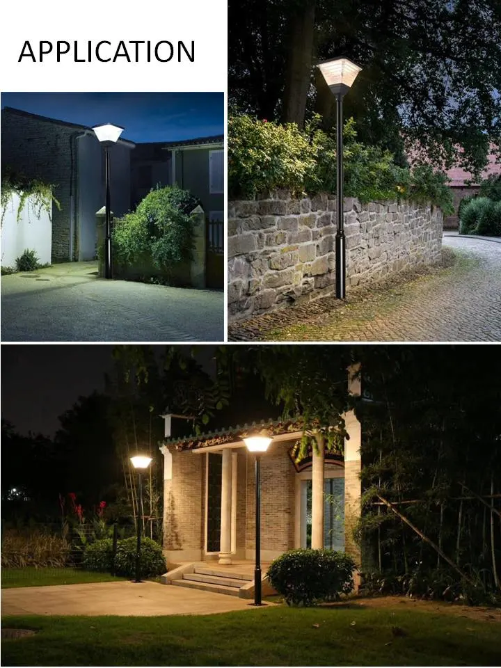 Outdoor Waterproof IP65 Aluminum LED Courtyard Solar Street Lighting for Garden Landscape Yard Pathway Walkway