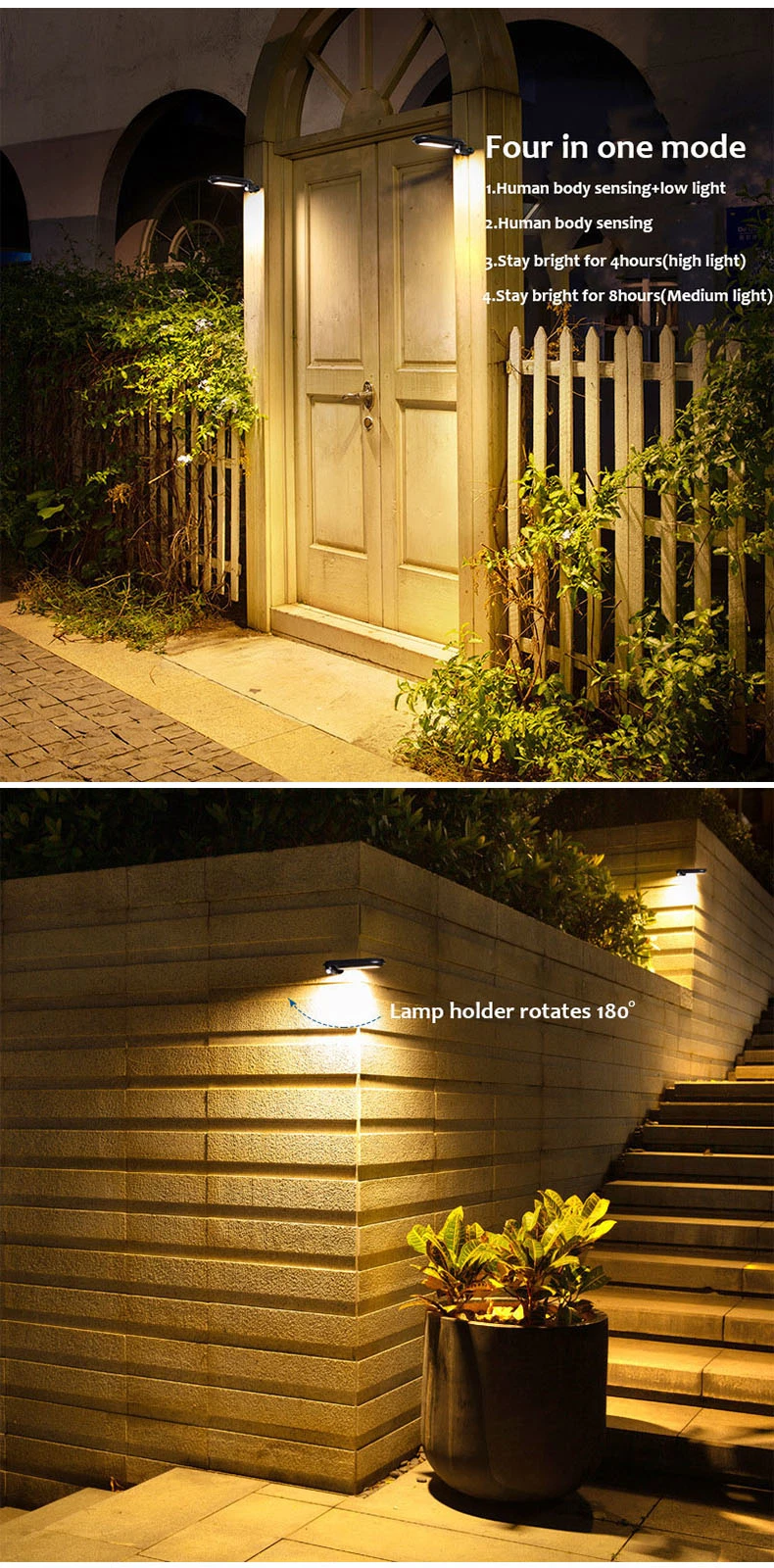 out Door IP65 Waterproof Solar Post Fence Lamp Outdoor Main Gate Solar Pillar Light 3W Solar Powered Garden Lights
