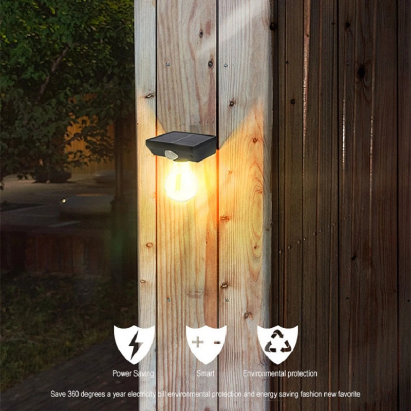 Tungsten Bulb Solar Light Human Body Induction Wall Lamp Pathway Outdoors Lighting