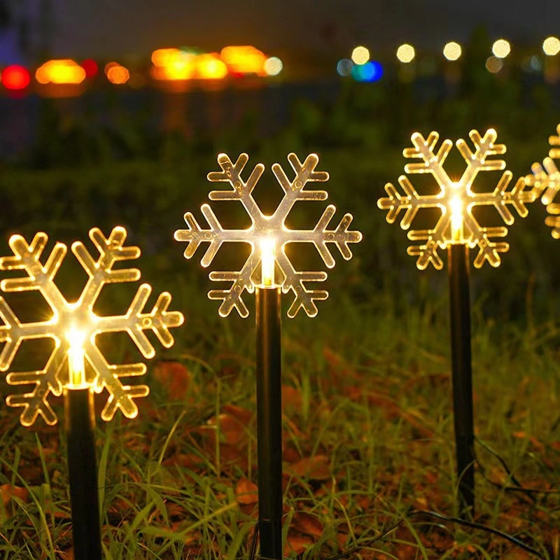 Decorative Colored Lights Pentagram Snowflake Solar Ground Christmas Tree Heptagram Lights Outdoor Garden Garden Landscape Lights