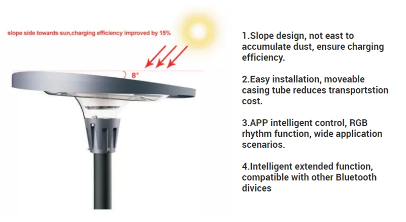 Exterior Pathway Bluetooth Music Reomte Control 1200W UFO Round LED Red Green Blue Coloured Solar Garden Lights