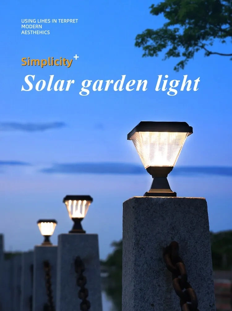 Outdoor Landscape Fence Waterproof IP65 Post Lighting Garden Spike LED Gate Solar Pillar Light