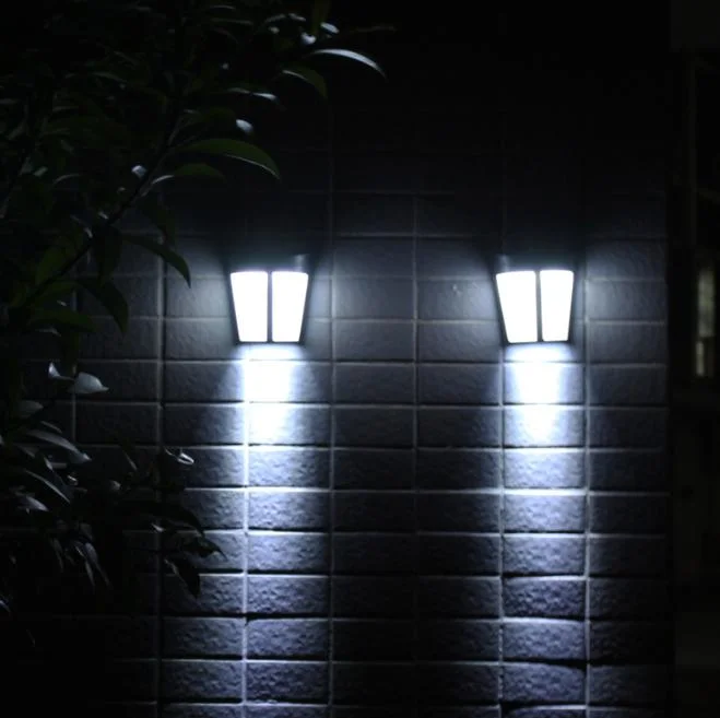 Outdoor Waterproof LED Decorative Wall Lighting for Garden Lawn 2PCS 2835 SMD LED Garden Lantern with Sensor Solar LED Garden Wall Light
