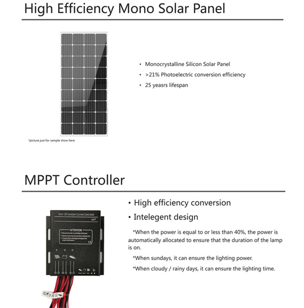 IP67 30W50W80W100W120wall in Two Solar Panel LED Street Light