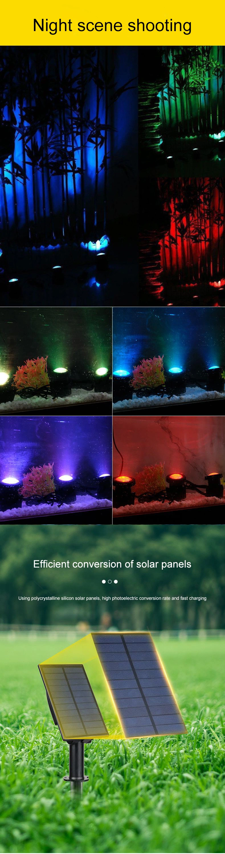RGB Pool Gradient Spotlight Outdoor Garden Solar Underwater Light