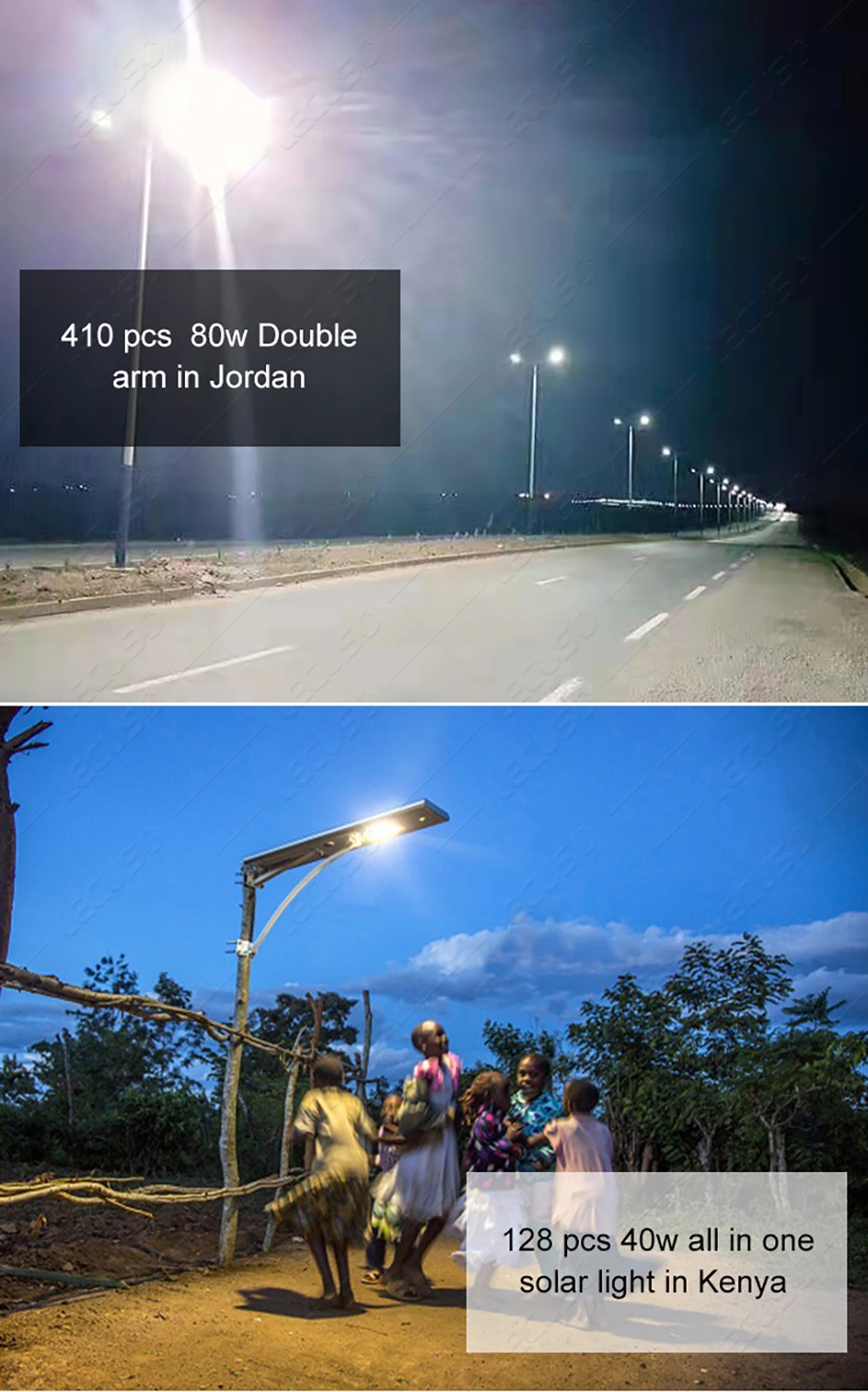 IP67 30W50W80W100W120wall in Two Solar Panel LED Street Light