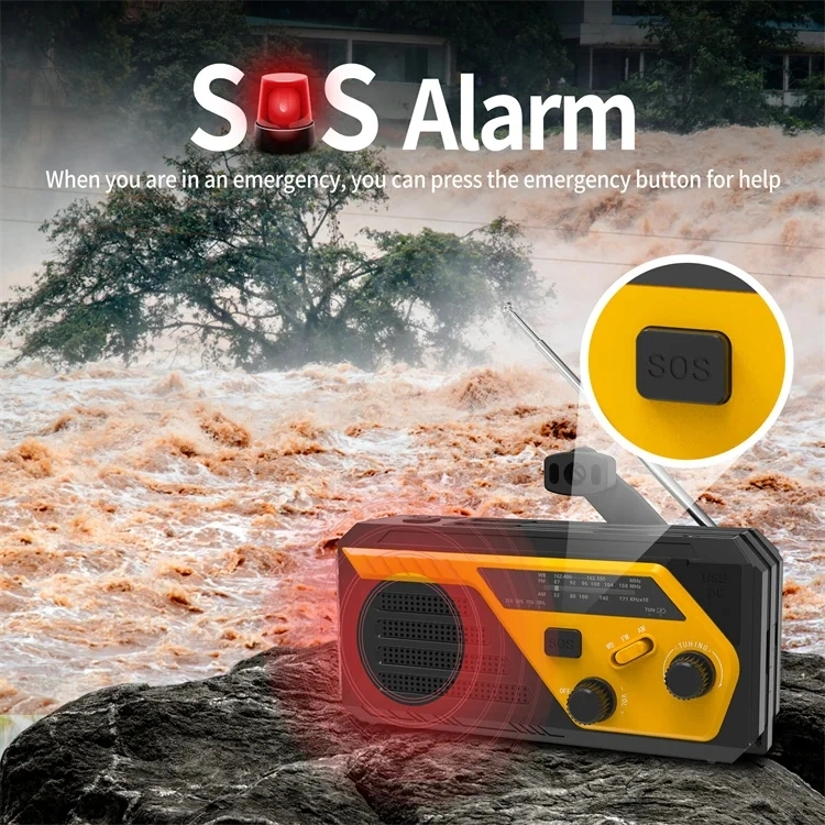 Digital Solar Hand Crank Am/FM Multifunctional Emergency Radio Product with Flashlight Sos Alert