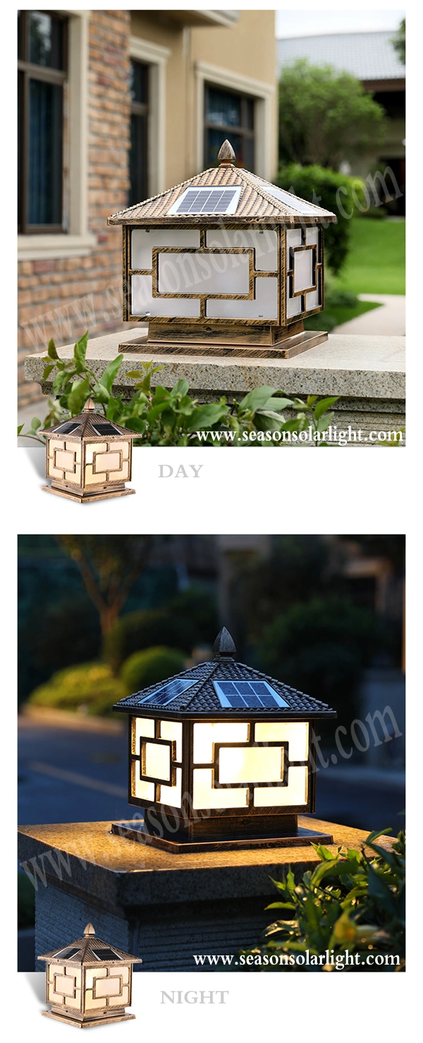 Garden Yard Gate LED Light Lamp 5W Outdoor Solar Fence Post Cap Light with Warm+White LED Lighting