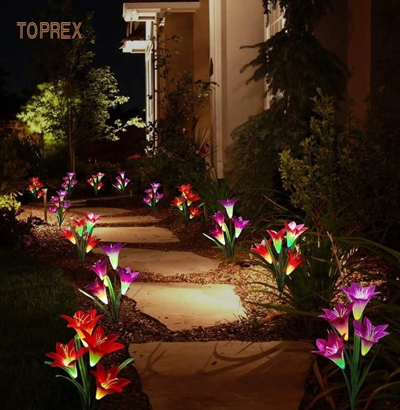 Festival Decorative Solar Power Lily Tulip Rose LED Artificial Flower Light