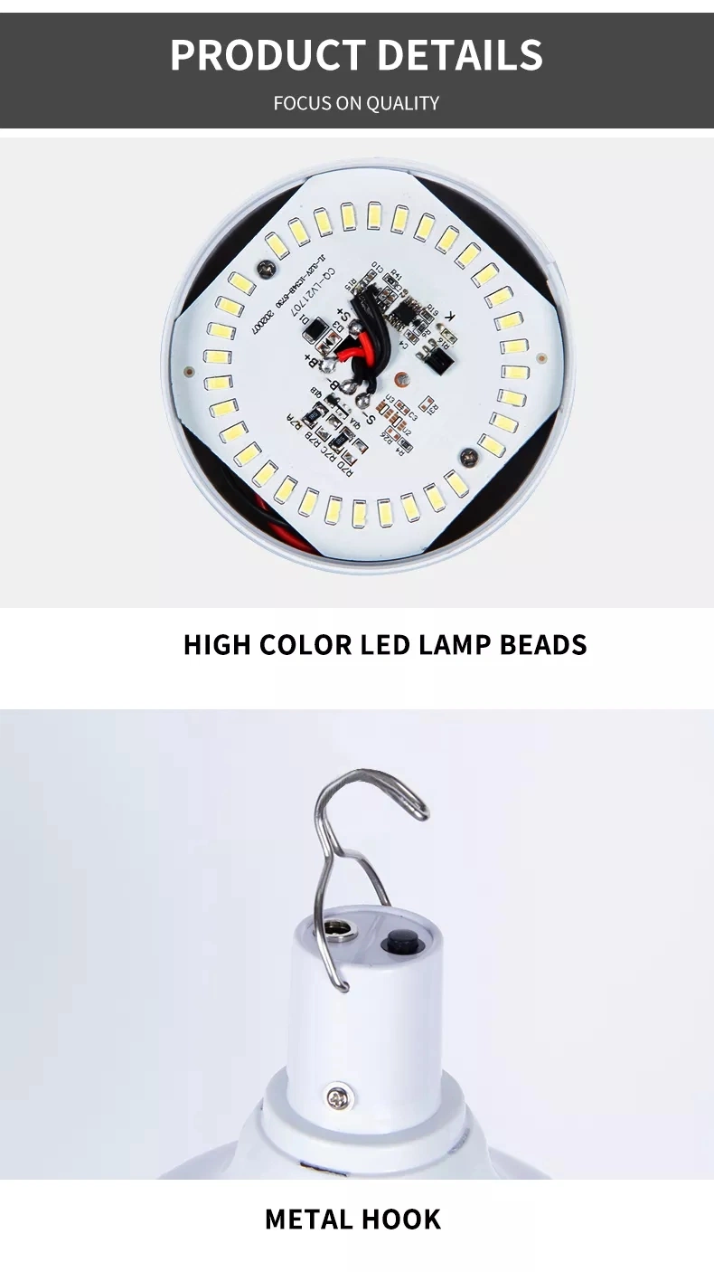 Solar Battery Backup Hanging LED Bulb Light Indoor Lamp Emergency Light by USB Charging