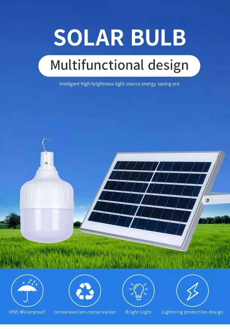 Solar Battery Backup Hanging LED Bulb Light Indoor Lamp Emergency Light by USB Charging