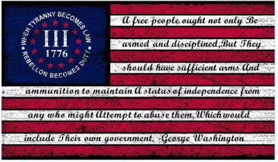 1776 III Percenter rebelión Besty Ross el 3 por ciento de la bandera americana con un círculo de estrellas
