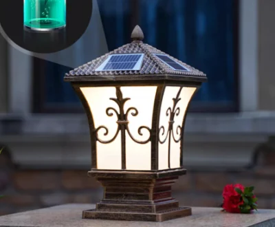 Luz de poste de la terraza solar Puerta Pilar Superior Iluminación Puerta exterior Luz