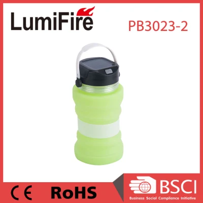 Almacenamiento de Botellas de agua portátil plegable Solar LED Linterna de camping