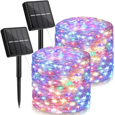 El LED al por mayor de energía solar al aire libre y justa de alambre de cobre de colores de la luz de la cadena