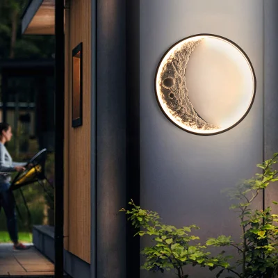 Luna Luz exterior impermeable Villa Terraza exterior Jardín Solar pared Luz.