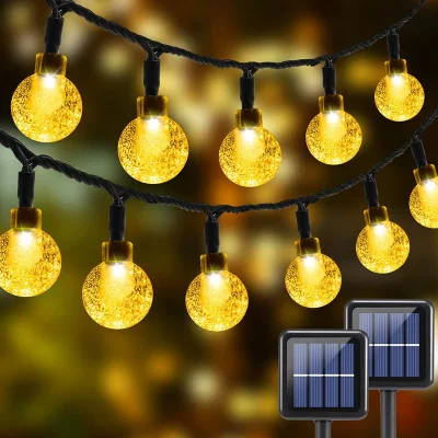 Decoración de cristal impermeable al aire libre Luz de cuerda solar con 8 Iluminación Modos