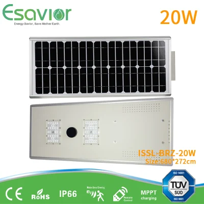 Ce certificado TUV ISO Impermeable IP66 de ahorro de energía solar 20W Calle luz LED luces de la ruta montados