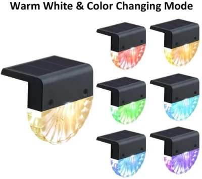 La luz de la Plataforma Solar de forma de concha el paso de luces con el color RGB moderna Lampara de pared de pared de luz LED para jardín al aire libre cerca de la escalera