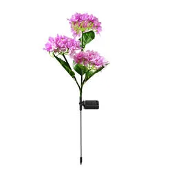 Hydrangea Rose Flower Solar LED Lámparas para césped exterior para Jardín y Patio de verduras decoración de casa de campo