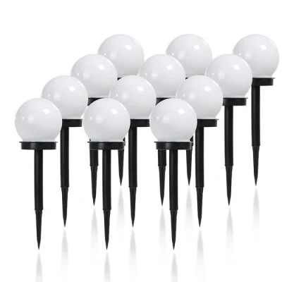 LÁMPARA DE césped DE LED Solar lámpara de jardín de luz redonda de bolas de tierra Lámpara de césped decoración impermeable al aire libre iluminación para el paisaje de patio camino