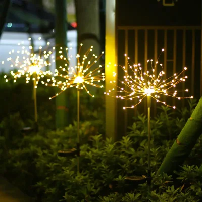 LED Motif luces impermeables de Navidad fuegos artificiales de exterior lámpara Color cálido Luces solares de jardín luces de hielo al aire libre de Navidad