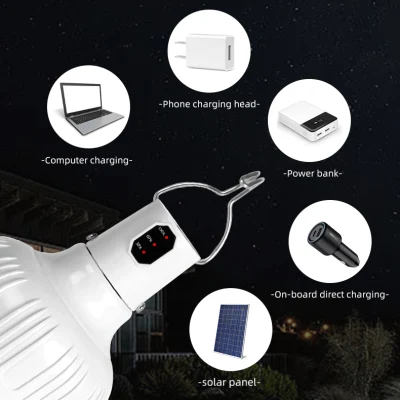 Lámpara de Luz Solar portátil Luz de emergencia recargable para exteriores Luz solar Bombilla