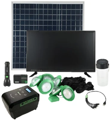 Sistema de iluminación solar premium para el hogar y televisión.