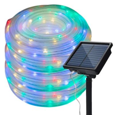 50/100 Solar LED luces de la cadena de tubo de cuerda resistente al agua al aire libre Jardín de las luces de hadas Garland para Navidad Decoración de Patio