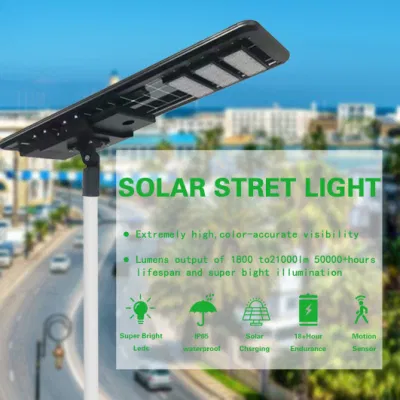 IP65 Luz de calle solar LED integrada todo en uno para exteriores con aprobación CE.