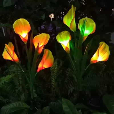 Jardín exterior lámpara de césped Solar Calla lámpara de lirio Patio LED Linterna de simulación