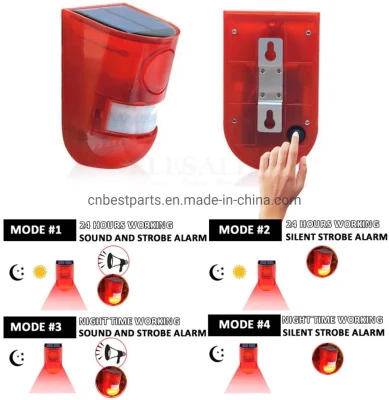 LED de aviso de alarma de emergencia exterior de la iluminación de pared de sonido Solar Luz estroboscópica de alarma de seguridad para el hogar Villa Apartamento Hacienda Agrícola de la luz de alarma Solar