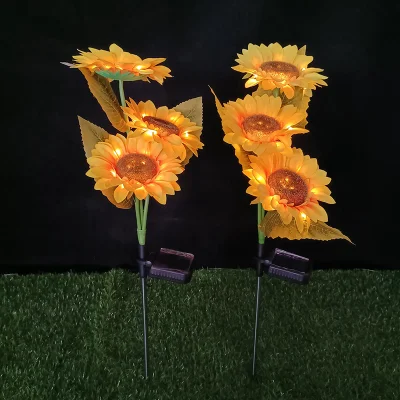 Recargable Solar LED lámpara de piso impermeable de Girasol Triple decoración exterior vacaciones regalo de Navidad de Iluminación de jardín de luz