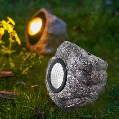 Luces de roca LED impermeables al aire libre Paseo por tierra LED solar Luz para