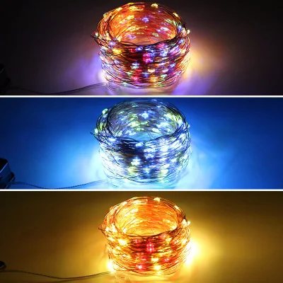 10m 100 luces LED de Navidad de hadas Luz LED solar de cuerda Al aire libre