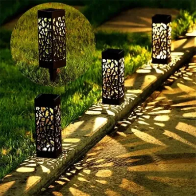 Exterior Jardín decorativo lámpara de iluminación impermeable LED Solar Powered Walkway Luces de camino