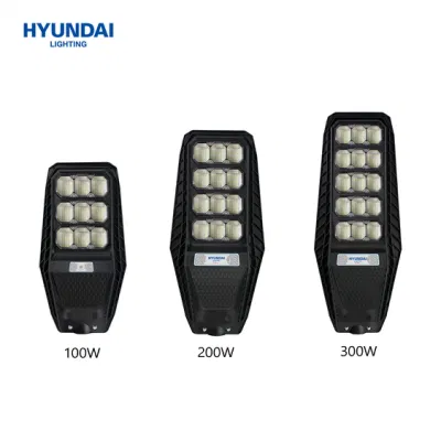 Hyundai Wholesale High Power 100/200/300W Jardín todo en uno con LED solar para exteriores Luz de calle