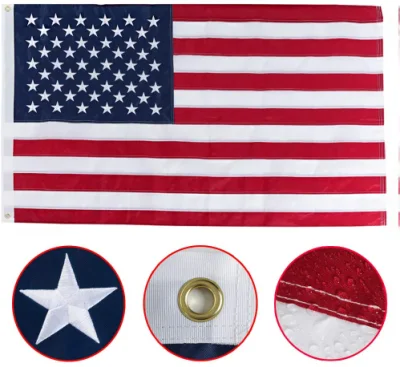 USA la bandera americana duradera 4X6 estrellas bordadas- nos de más larga duración Bandera realizada en nylon cosido Stripes