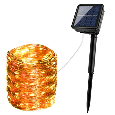 10m 100 luces LED de Navidad de hadas Luz LED solar de cuerda Al aire libre